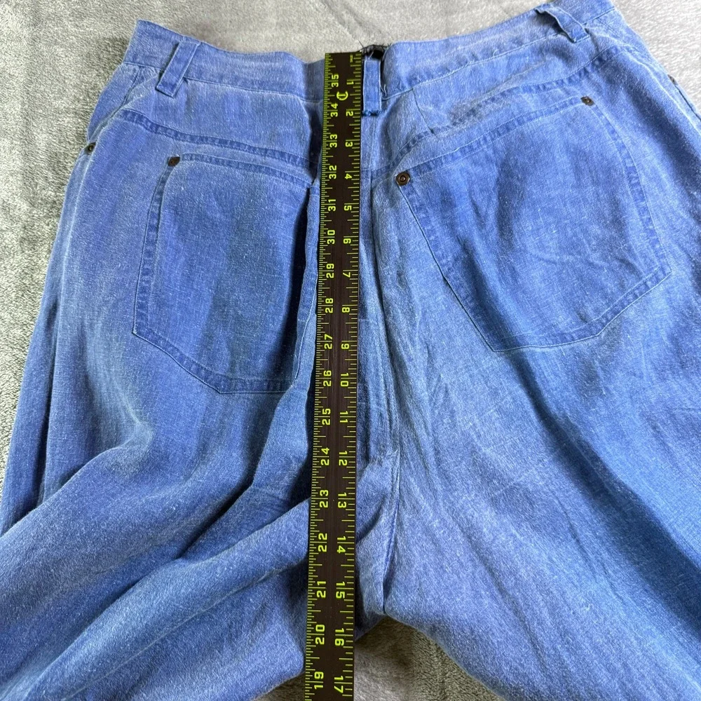 VTG Arnold Zimberg Linen Pants Straight‎ Leg Casual Blue Trousers Mens Size 36
